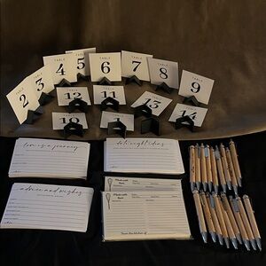 Chic Black and White Table Number Set and Bridal Shower Notes